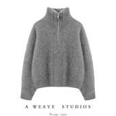 DFH心动至上 小拉绒山羊绒加厚竖高领春季 拉链毛衣高级感