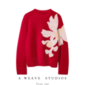 新年红100%纯山羊绒套头针织毛衣女2024春款 金鳞新春系列 时尚