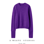 那一件 气质紫色 纯羊绒毛衣女圆领山羊绒衫 Chao嗲 加厚新款
