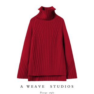 我有全色 韩版 挚爱 女 加厚慵懒宽松纯羊绒毛衣 高领羊绒衫 重磅