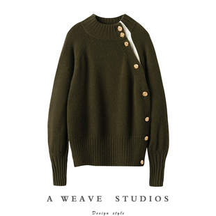 高姿态好货~2024新款100%山羊绒衫青绒原色开衫小众设计感针织衫