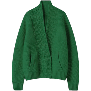 魅力狂飒!精髓~重磅加厚V领山羊绒开衫女纯羊绒毛衣针织开衫外套