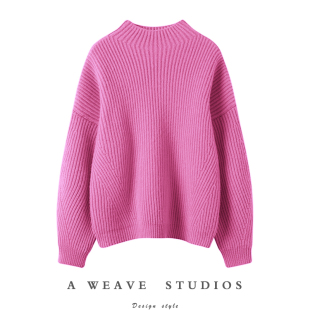 重磅加厚高领羊绒衫 2024春新款 女纯羊绒毛衣宽松 款 非常好搭配