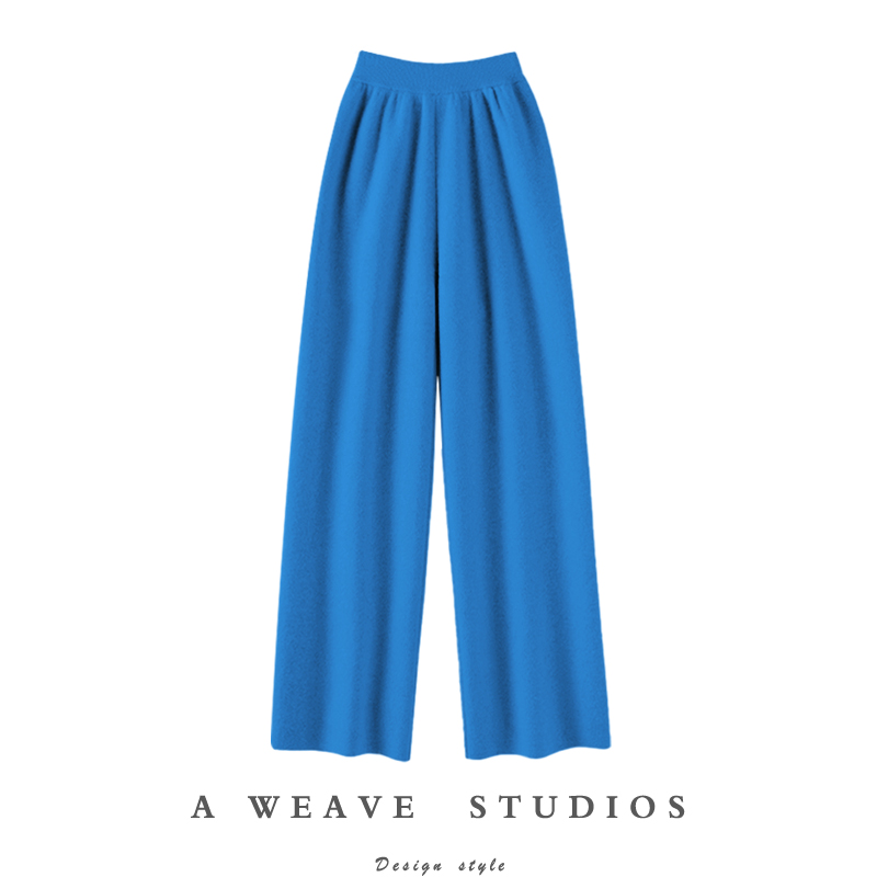 重磅密实四平针!纯山羊绒裤子女外穿休闲针织羊绒直筒裤阔腿裤冬