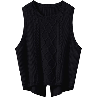 不容错过！好搭~针织山羊绒衫女马甲无袖后开叉纯羊绒打底衫秋冬