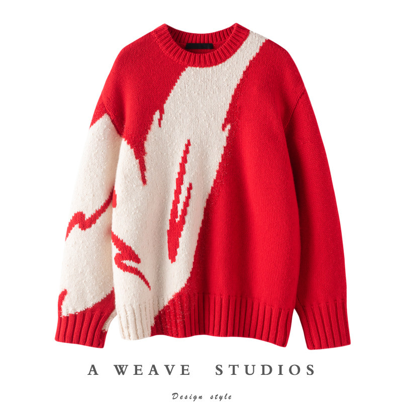 【新春寓意·展翅高飞】冬凤凰毛衣纯羊绒针织衫圆领上衣秋冬红色,女装/女士精品,羊绒衫,淘宝优惠券,粉丝福利购,淘宝优惠卷