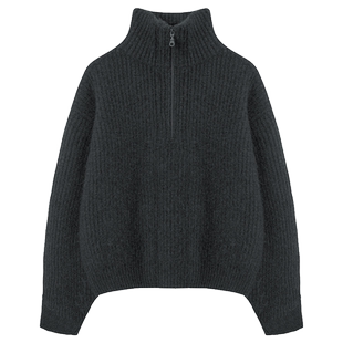 太爱已中毒~小拉绒山羊绒加厚竖高领秋冬季拉链毛衣高级感