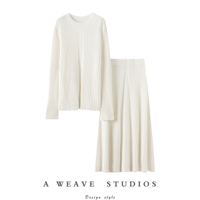 冬凤凰〓绒+〓深牛仔蓝喇叭袖圆领毛衣松紧伞裙纯羊绒套装女新款,女装/女士精品,羊绒衫,淘宝优惠券,粉丝福利购,淘宝优惠卷