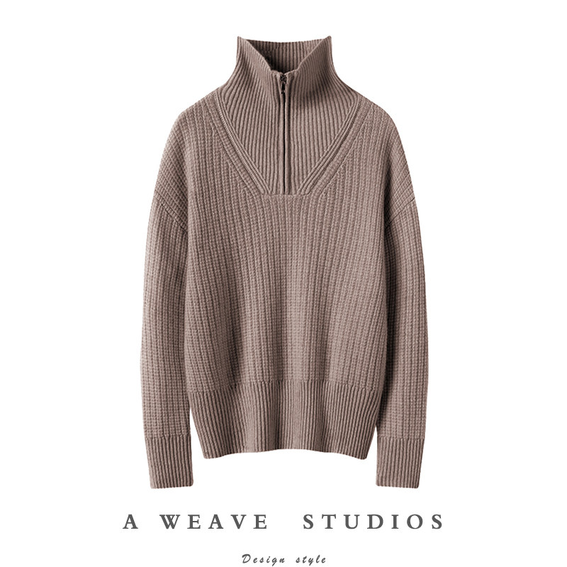 高知美学~重磅加厚半拉链100%纯山羊绒女针织套头毛衣,女装/女士精品,羊绒衫,淘宝优惠券,粉丝福利购,淘宝优惠卷