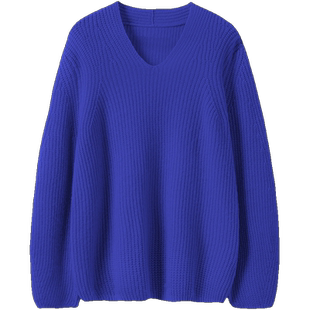 情之所钟！V领阔袖粗针羊绒衫女纯羊绒毛衣针织衫宽松2024秋冬