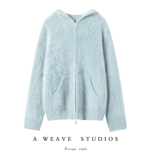 穿搭上真的爱！御寒叠穿水洗拉绒白羊绒多穿拉链连帽针织开衫外套