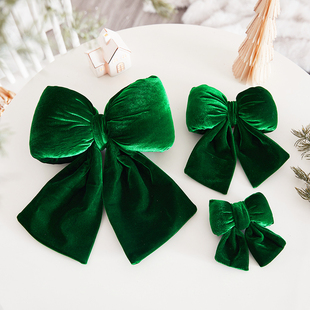 扮挂件 饰圣诞树挂件配饰场景布置装 圣诞节新款 绿色金丝绒蝴蝶结装