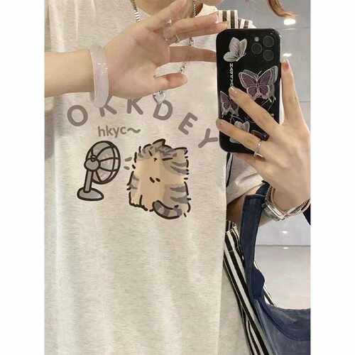 薄款纯棉美式复古短袖宽松