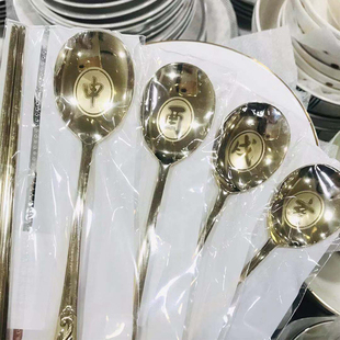 KOREA韩国进口属相生肖不锈钢韩式餐具勺子筷子12生肖餐具