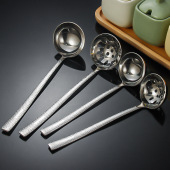 304不锈钢锤纹火锅勺漏勺加厚长柄汤壳汤漏家用舀汤盛粥汤勺漏勺