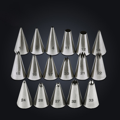 爱满屋不锈钢304散装各式花型精抛裱花韩式花嘴#多功能#1～#33