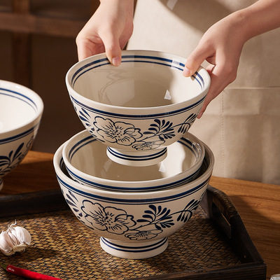 Vintage hand-painted blue and white porcelain underglaze co