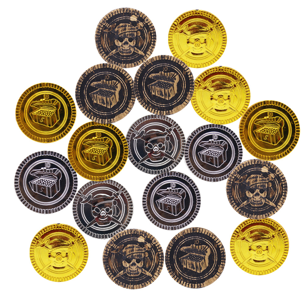 亚马逊塑料钱币海盗S美元派对道具开学季寻宝游戏宝藏道具仿陀螺