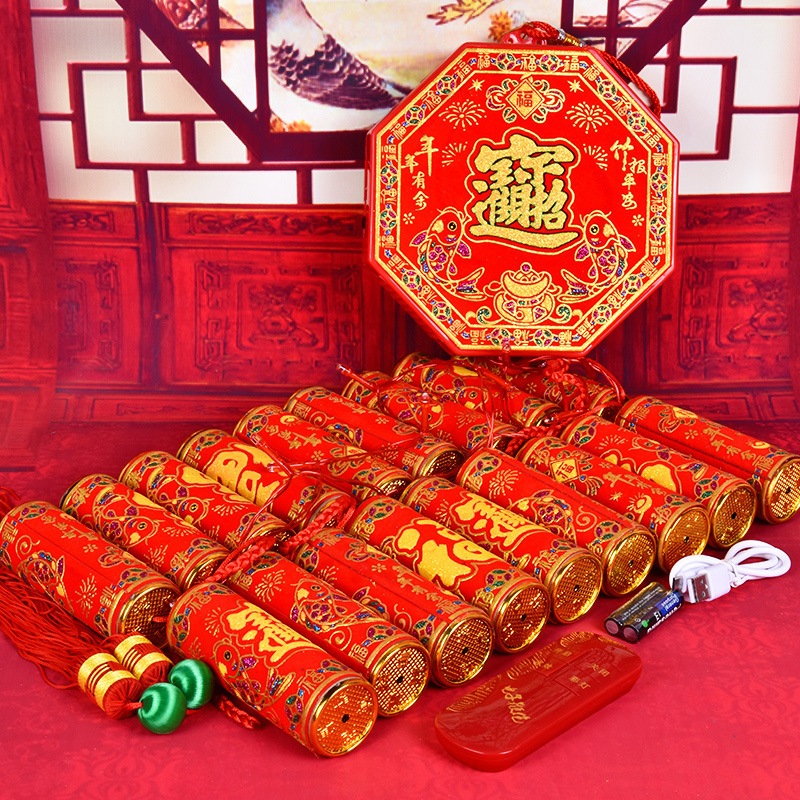 陀螺烟花音效电子鞭炮仿真环保遥控LED灯礼花爆竹春节喜庆