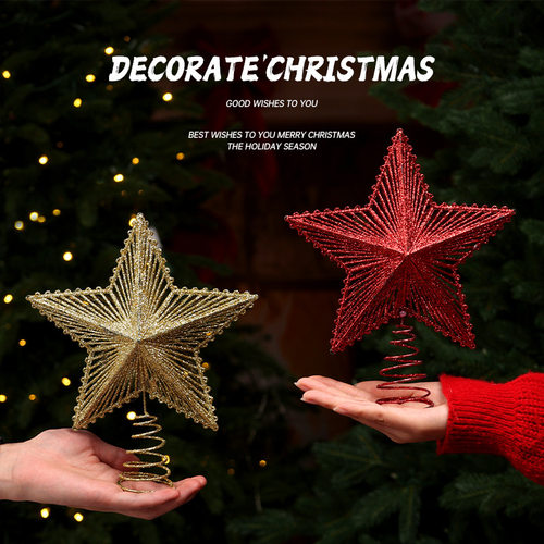 Cross border Christmas decoration, luminous tree top star,