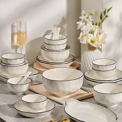 Underglaze Color Ceramic 2026 Bowl and Dish Set, Household