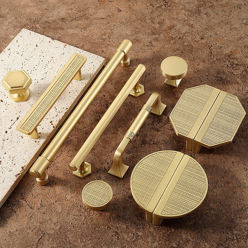 French zinc alloy wardrobe door handle modern simple gold m