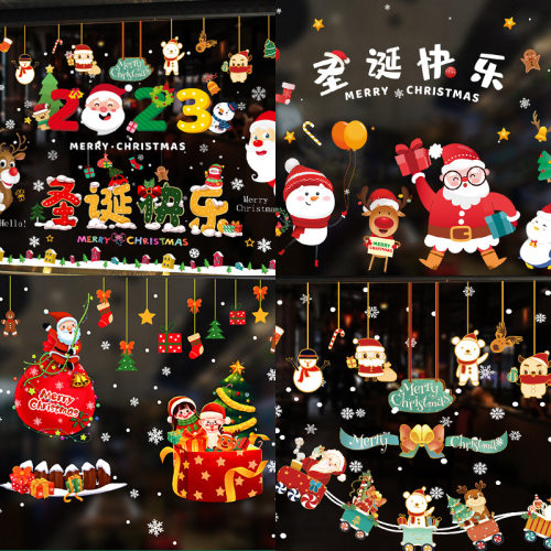 Cross border Christmas decoration, electrostatic stickers,