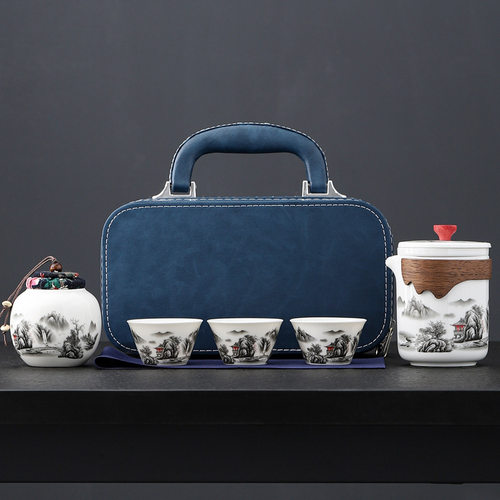 Customized high-end business white porcelain tea set, porta