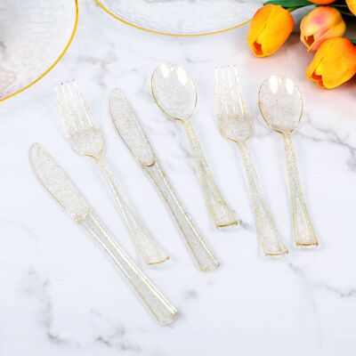 Transparent disposable knife, fork, spoon cutlery set, plas