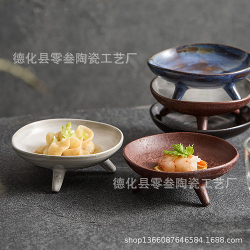 Handmade daily tableware, rough pottery plates, creative th