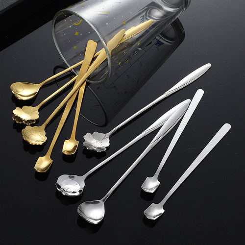 Stainless steel long handled cherry blossom coffee spoon, c