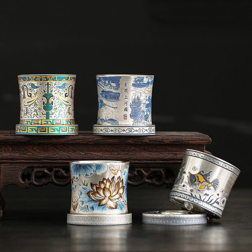 New Chinese style gilded silver rotating cup ceramic master