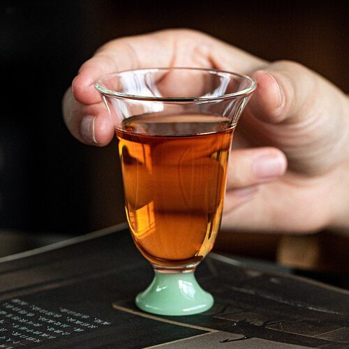 Chinese transparent glass high footed cup Kung Fu tea set a