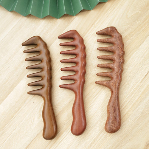 Sandalwood comb, coarse toothed comb, wide toothed massage,