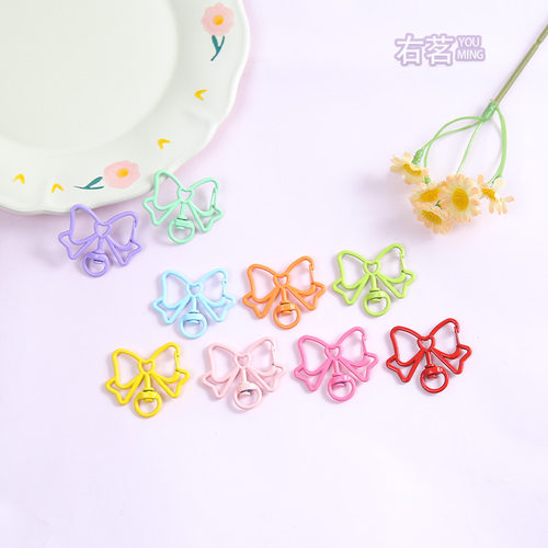 Colored bow spring buckle baked paint keychain DIY handmade