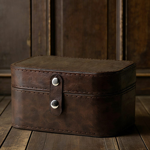 Leather travel tea set storage bag, one pot, two cups, port