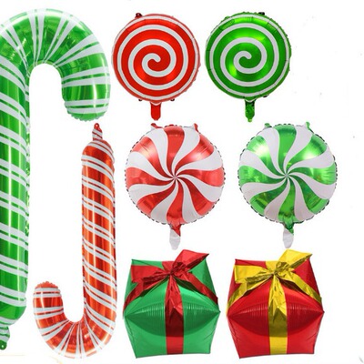 Christmas balloon gift box, cane, candy, windmill, lollipop