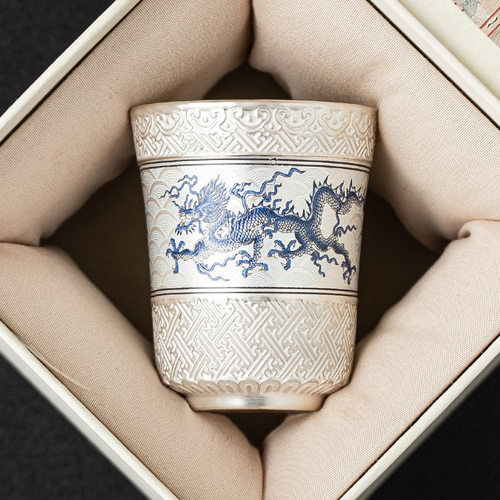 999 Silver Light Luxury Tea Set Ceramic Teacup Master Cup F