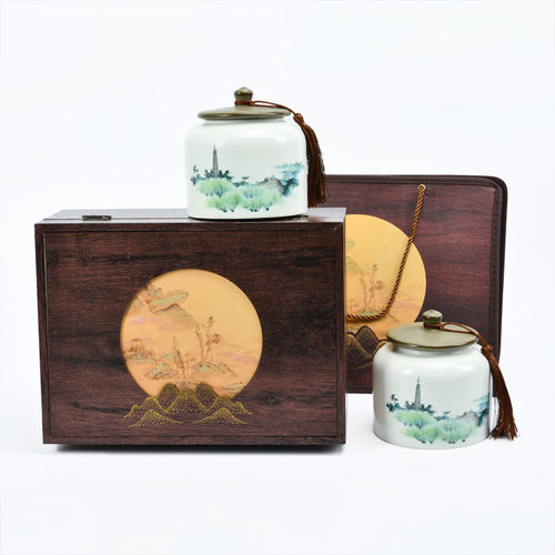 Chinese retro ceramic double jar tea jar sealed jar storage