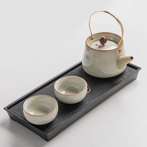 Mi Huang Ru Kiln Kung Fu Tea Set Set, Two Person Beam Carry