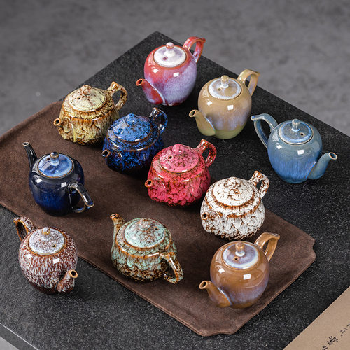 New product kiln transformed Tianmu glazed teapot, retro te