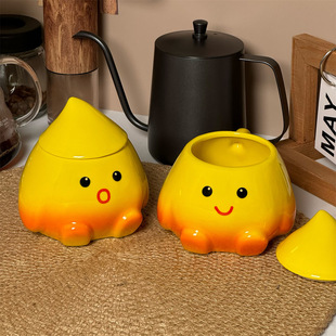 创意可爱续火花杯子呆萌陶瓷马克杯少女心风水杯实用礼物