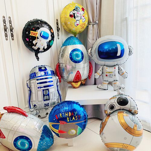 Aviation series aluminum film balloon rocket astronaut robo