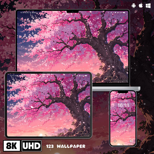 梦幻粉色樱花树动漫超清壁纸iphone苹果安卓手机电脑ipad平板壁纸