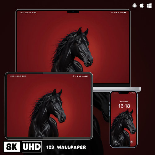 飒爽黑马高级写实风8K超清壁纸iphone苹果安卓手机电脑平板壁纸