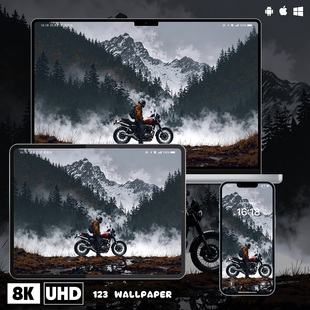 雪山摩托骑士户外8K超清壁纸iphone苹果安卓手机电脑ipad平板壁纸