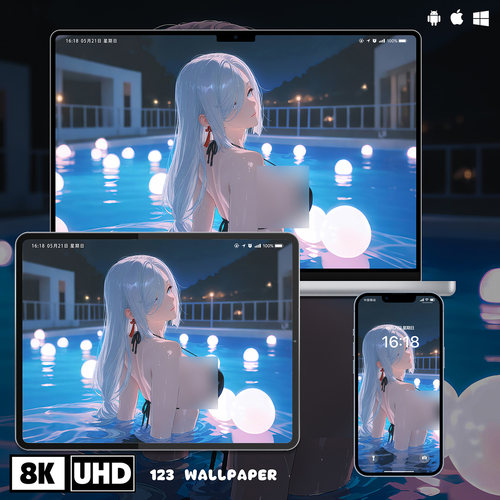 原神申鹤泳池夜景超清壁纸iphone苹果安卓手机电脑ipad平板壁纸图