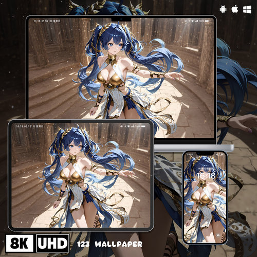 鸣潮尤诺华丽金饰8K超清壁纸iphone苹果安卓手机电脑ipad平板壁纸