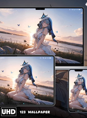 鸣潮守岸人海边日落二次元超清壁纸苹果安卓手机电脑ipad平板壁纸