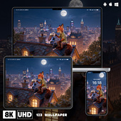 疯狂动物城尼克朱迪月夜壁纸iphone苹果安卓手机电脑ipad平板壁纸